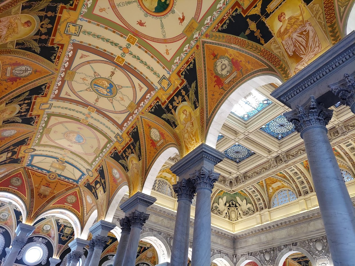 wide painted ceilings in library of congress