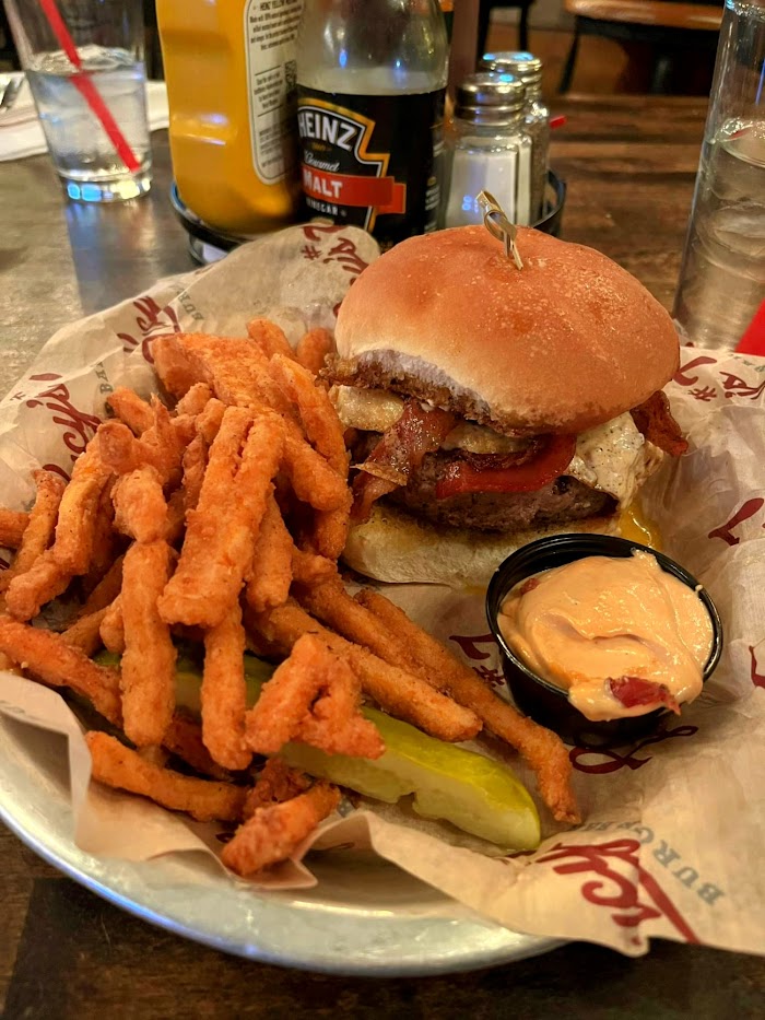 burger with sweet potato fries