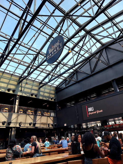 glass ceiling of open space food market