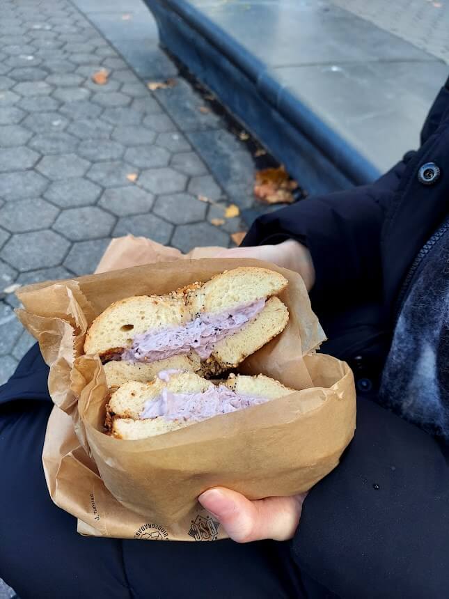 bagel with blueberry cream cheese