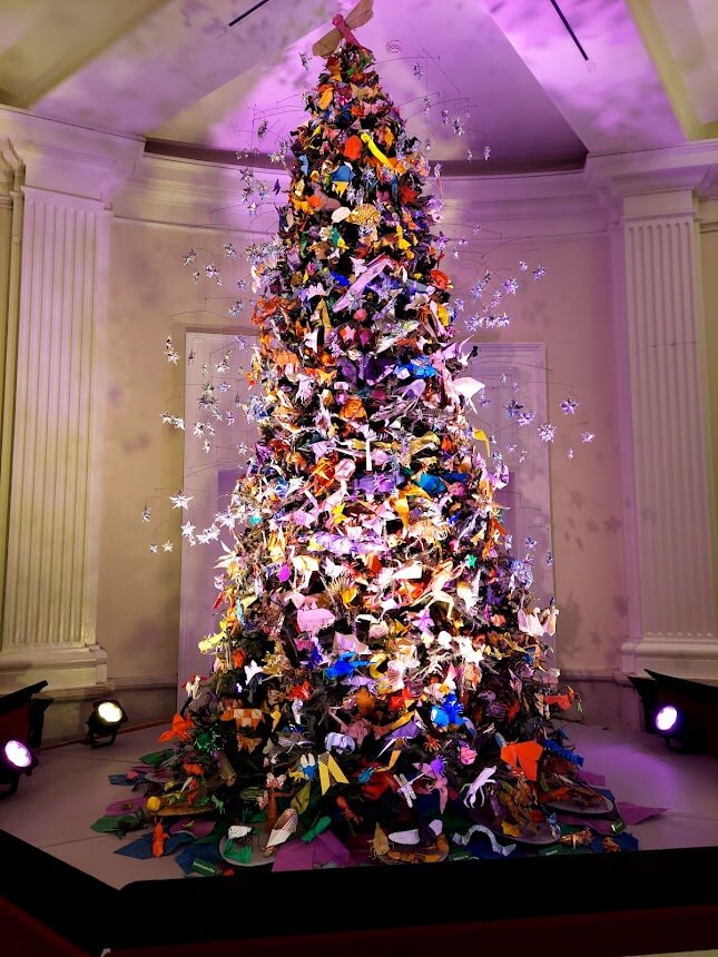 christmas tree with origami as ornaments