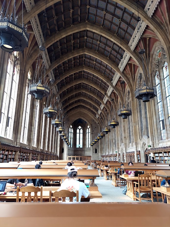 castle-like library study room at washu