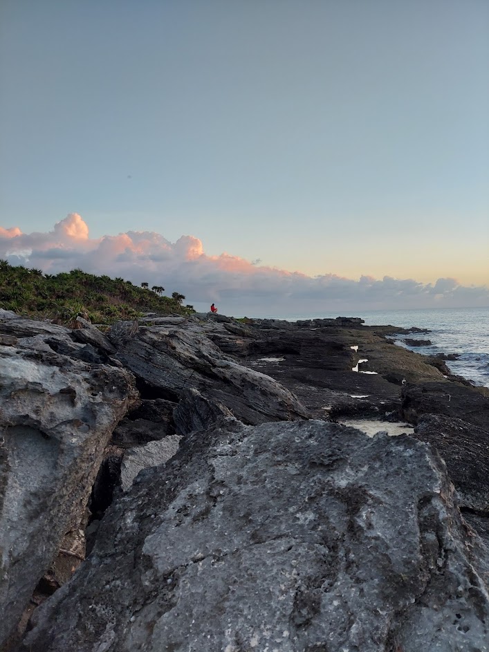 sunrise with pink skies on the seaside